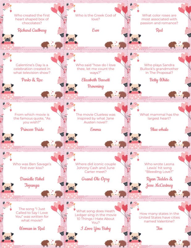 Valentines Day Trivia Questions Free Printable! - Play Party Plan