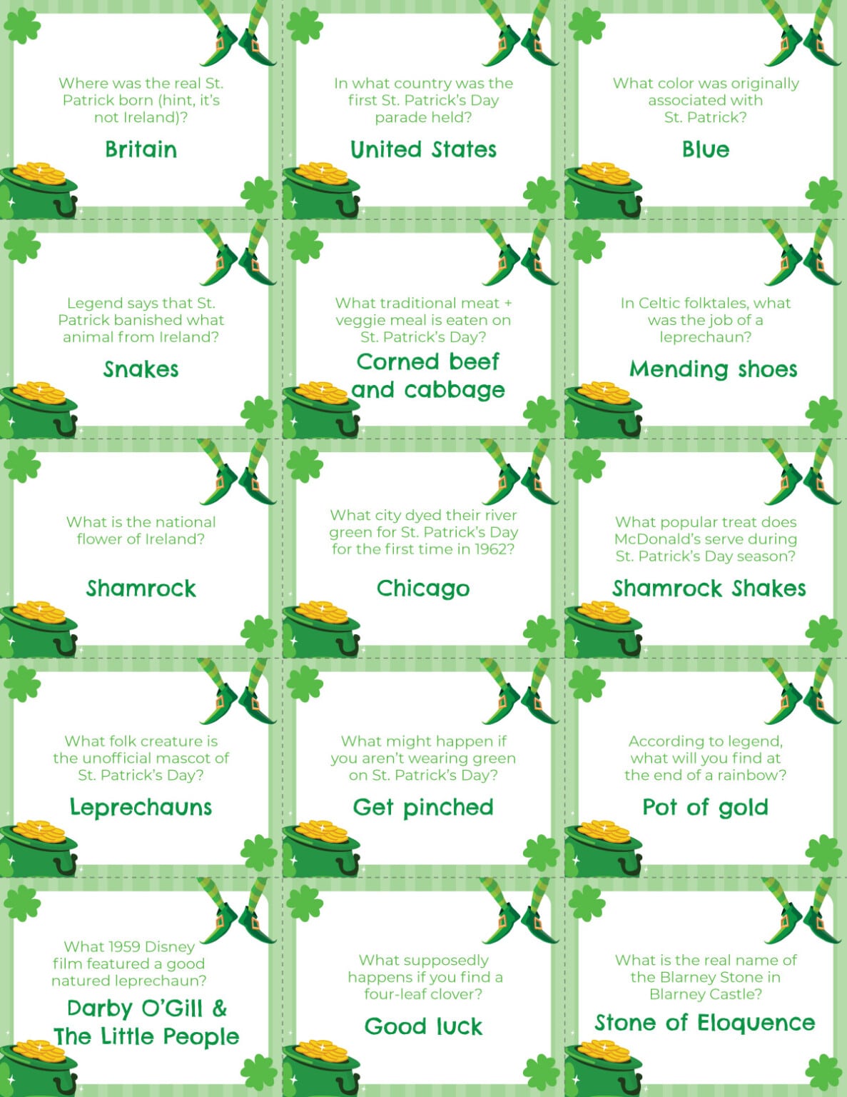 Free Printable St. Patrick's Day Trivia Questions Play Party Plan