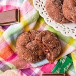 Small plate of Andes Mint cookies with a colorful napkin