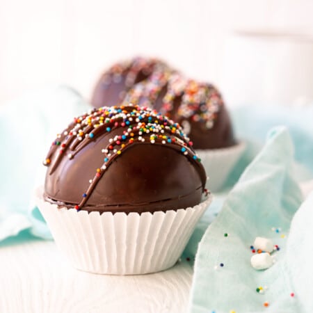 Hot chocolate bombs with sprinkles on top