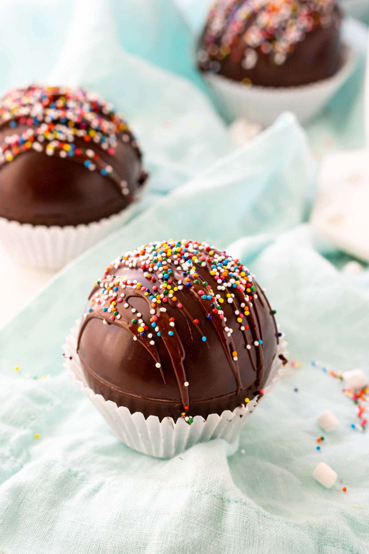 three hot chocolate bombs