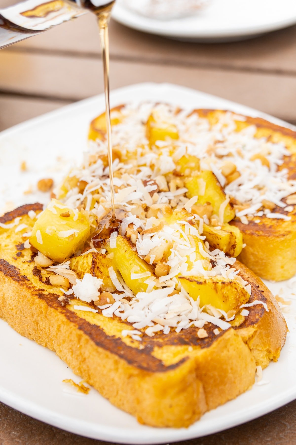 French toast with pineapples and coconut