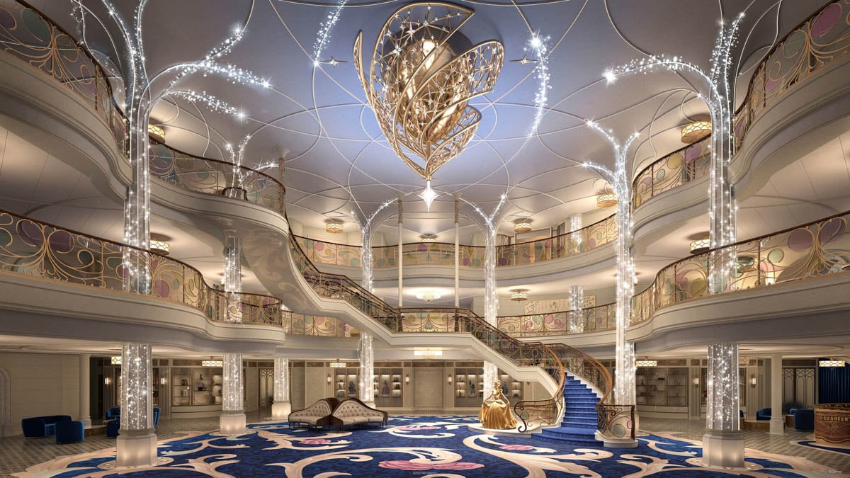 Grand Hall on Disney Wish cruise ship