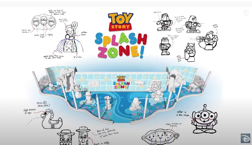 Drawing of Toy Story Splash zone on Disney Wish