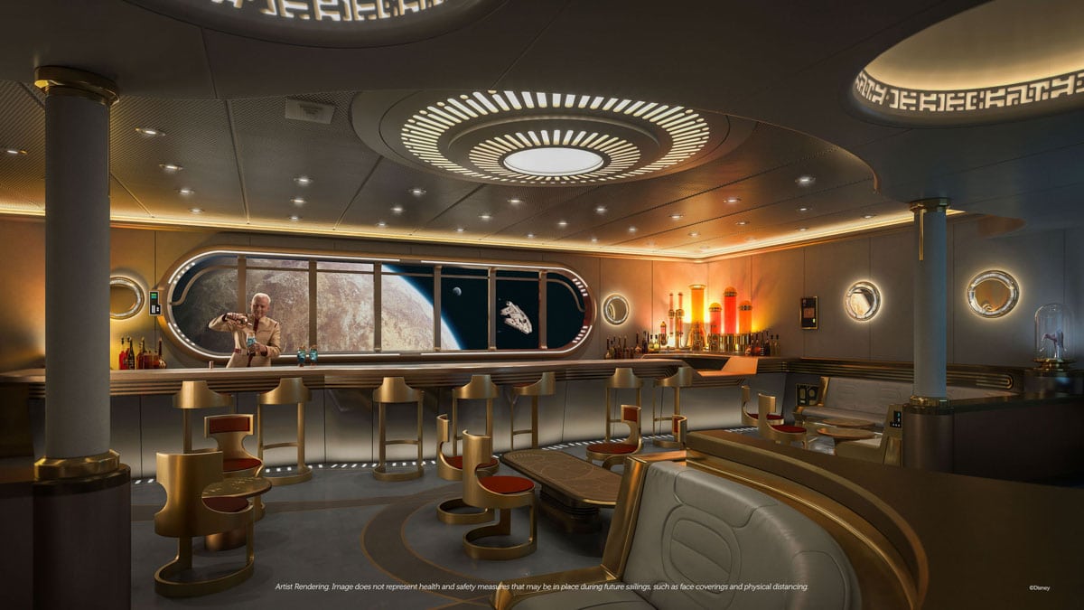 Star Wars lounge and bar area on Disney Wish