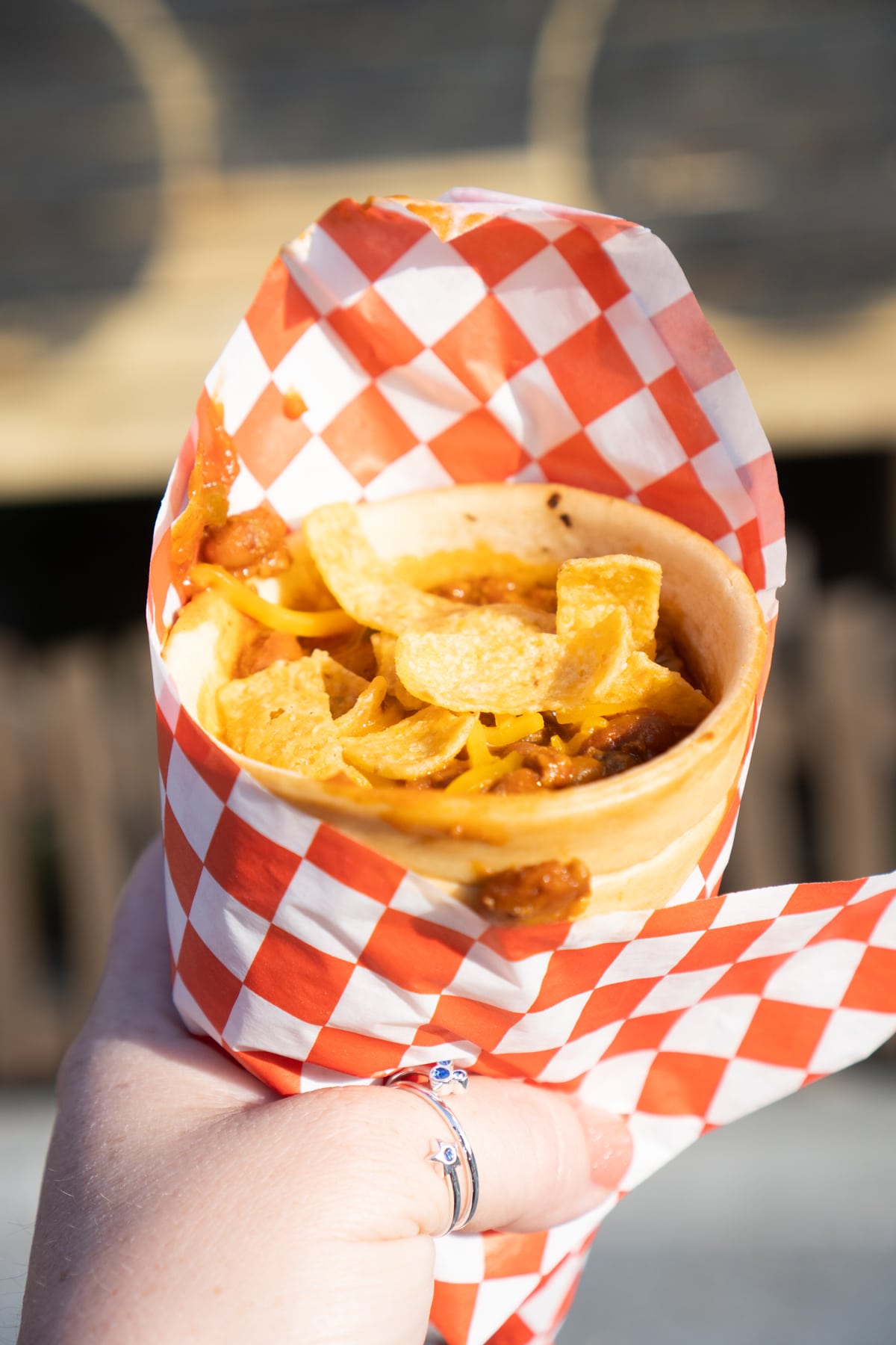 bread cone with chili inside