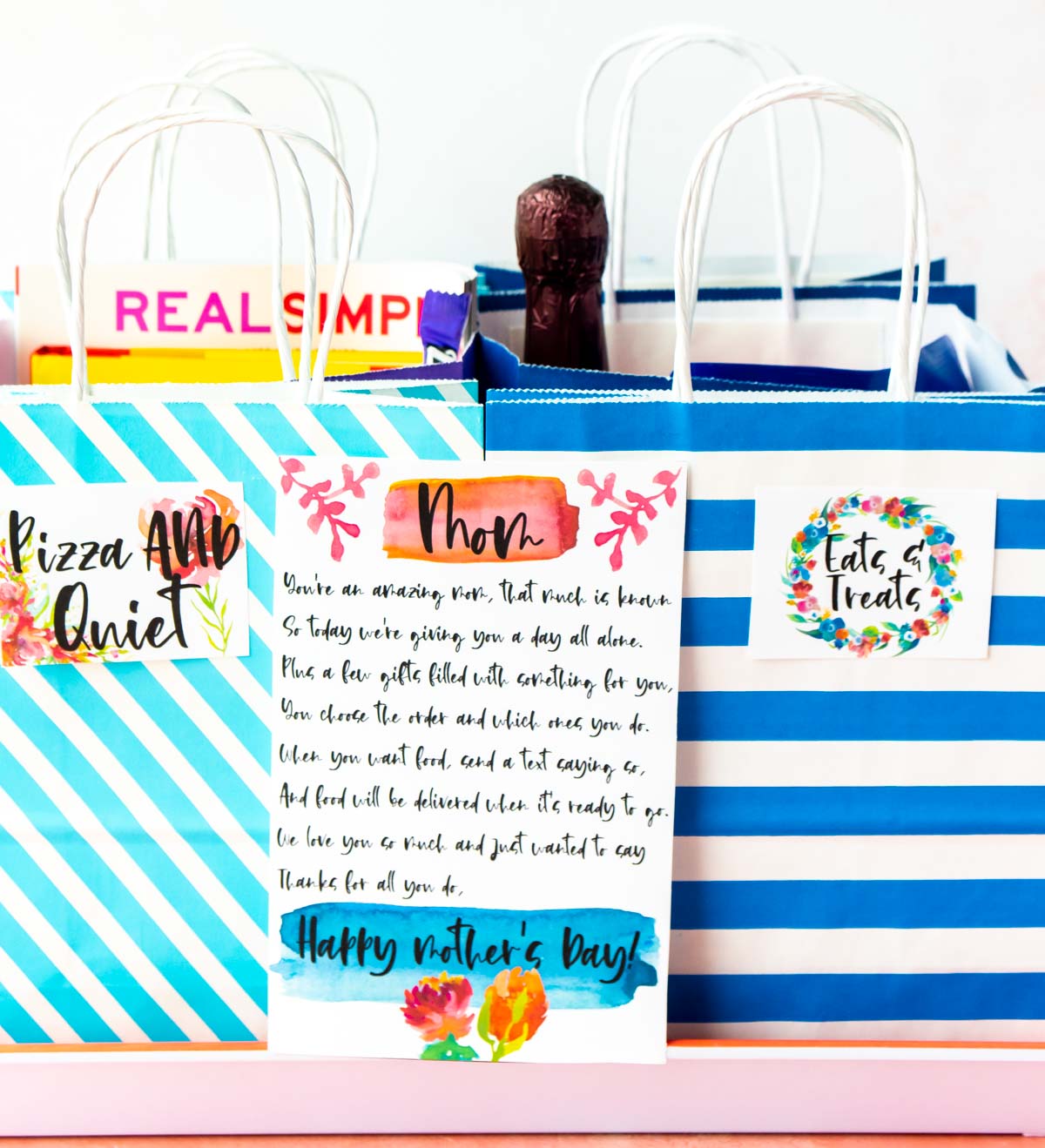 Mother's day baskets with Mother's Day tags on them