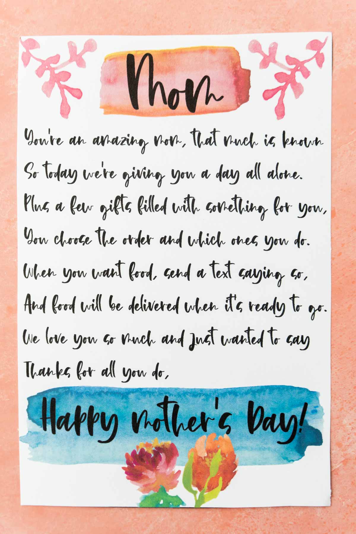 Mother's Day letter