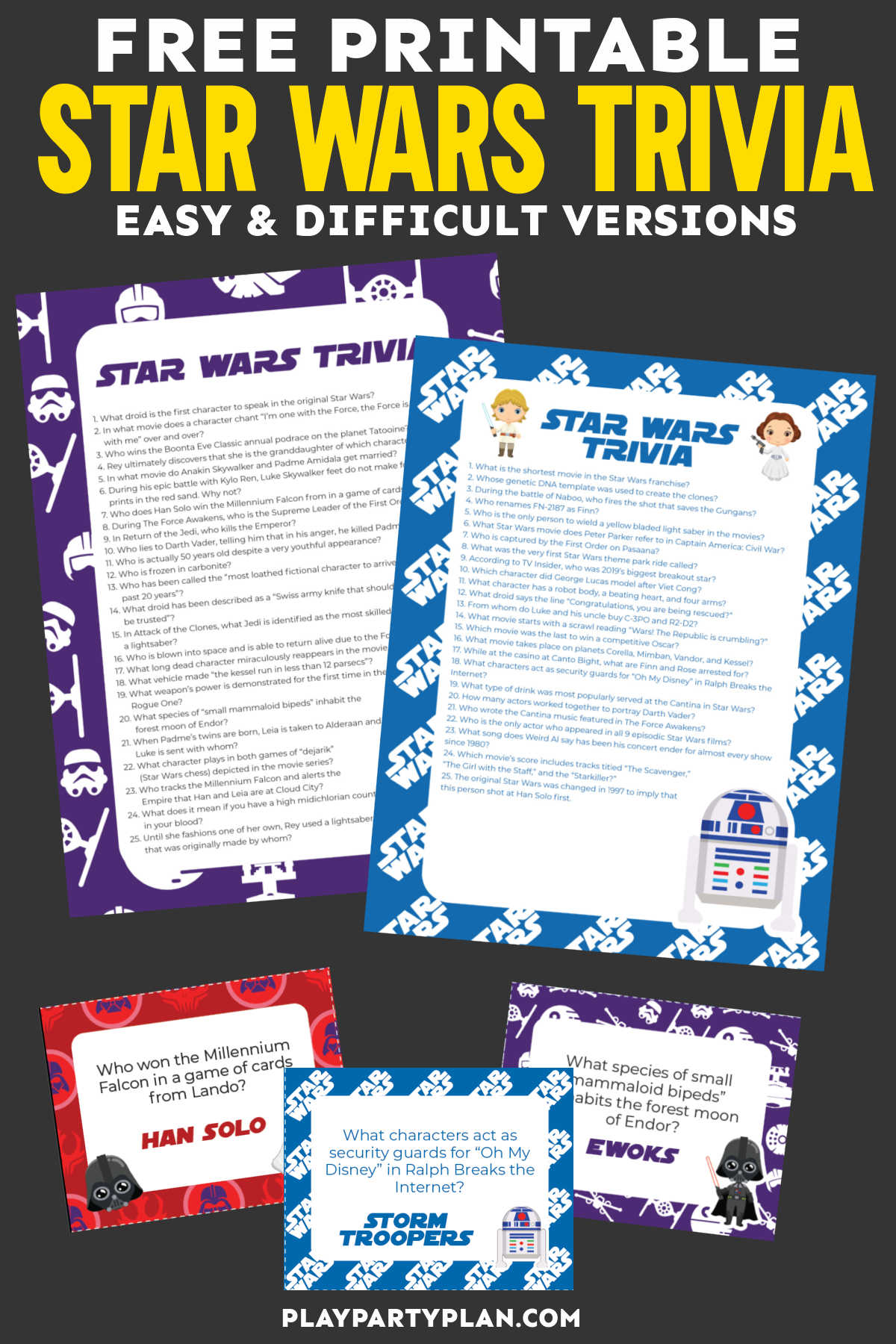 Free Printable Star Wars Trivia Questions Play Party Plan