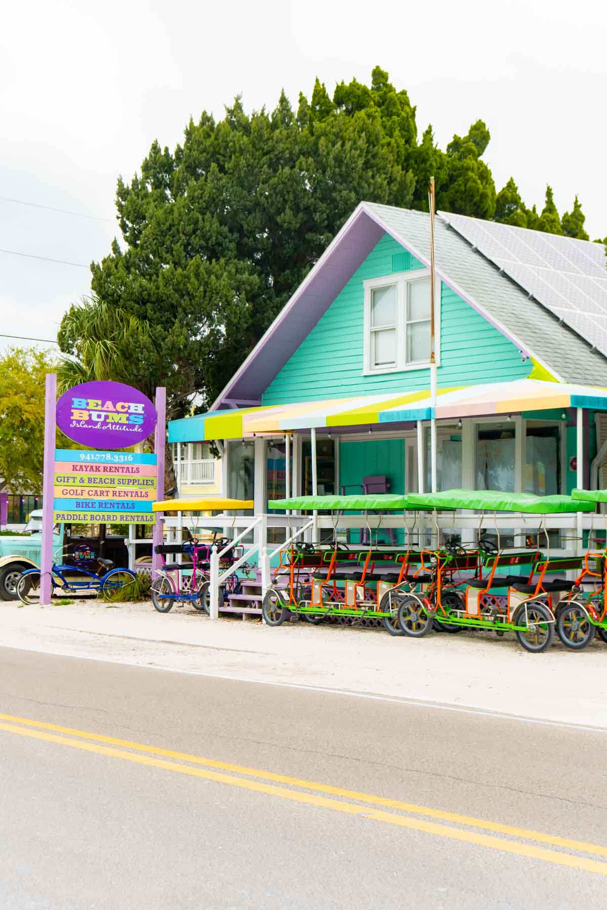 bikes at a beach rental place