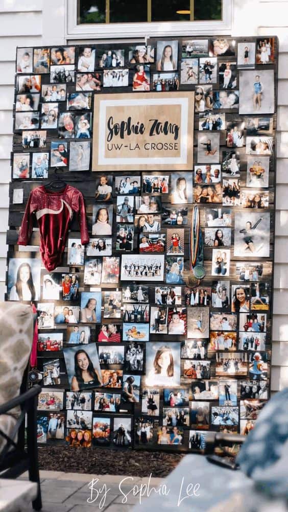 Photo wall with a collage of photos