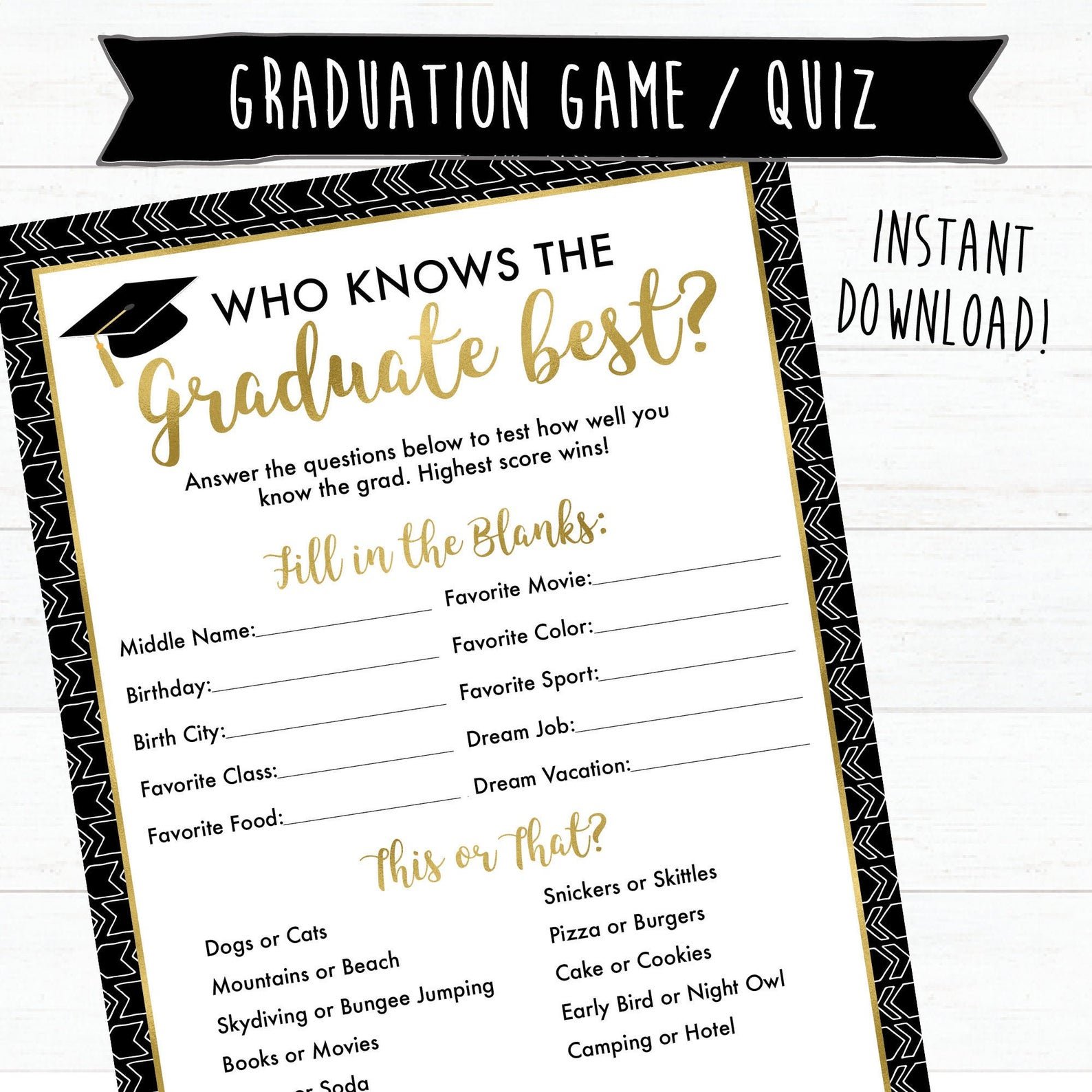 who knows the graduate best printable game