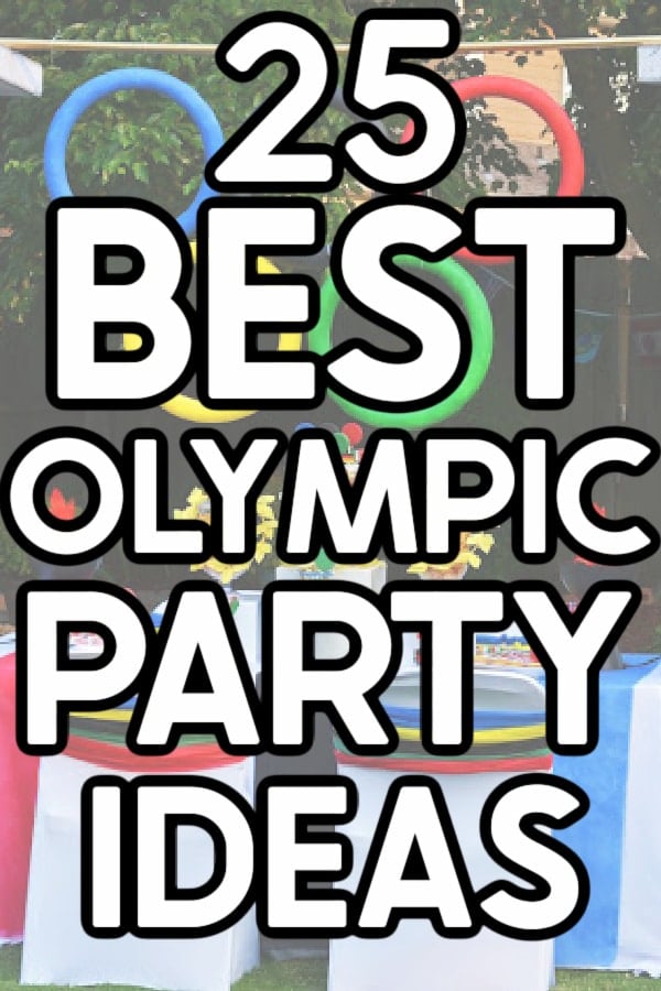 Olympic themed party table with a text overlay