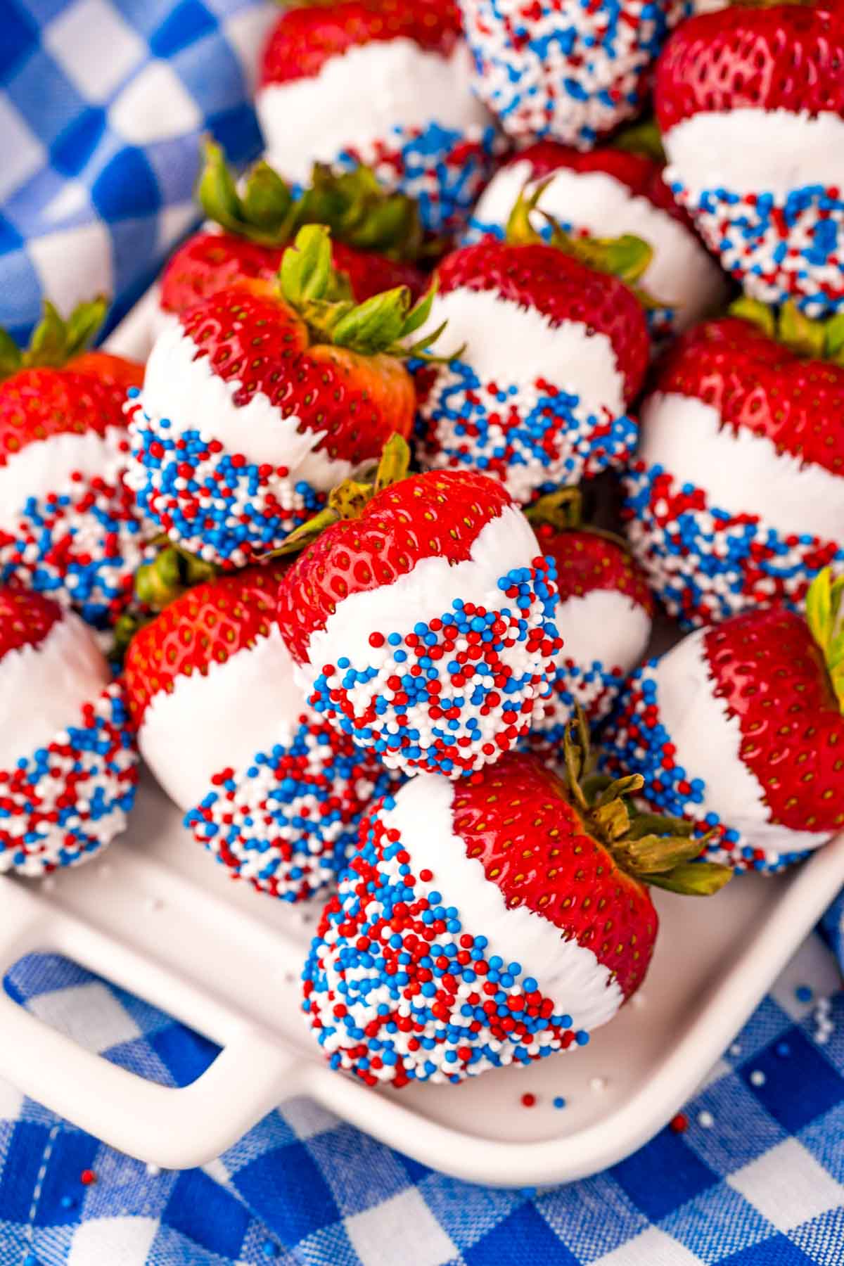 plate of 4th of July strawberries