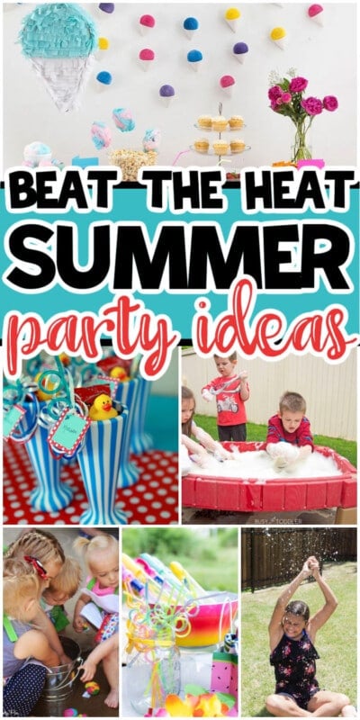 Summer party photos in a collage with text