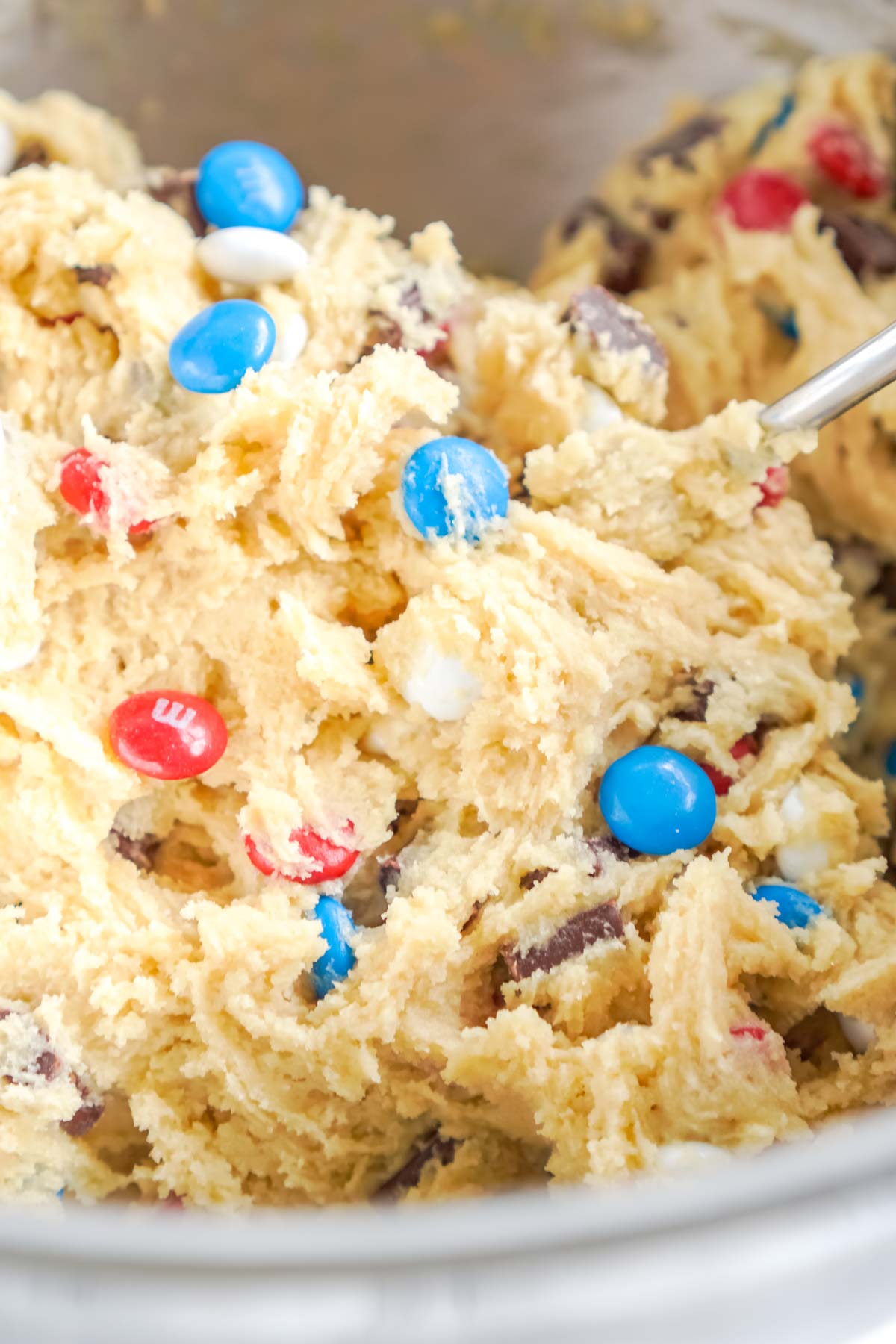 chocolate chip M&M cookie dough