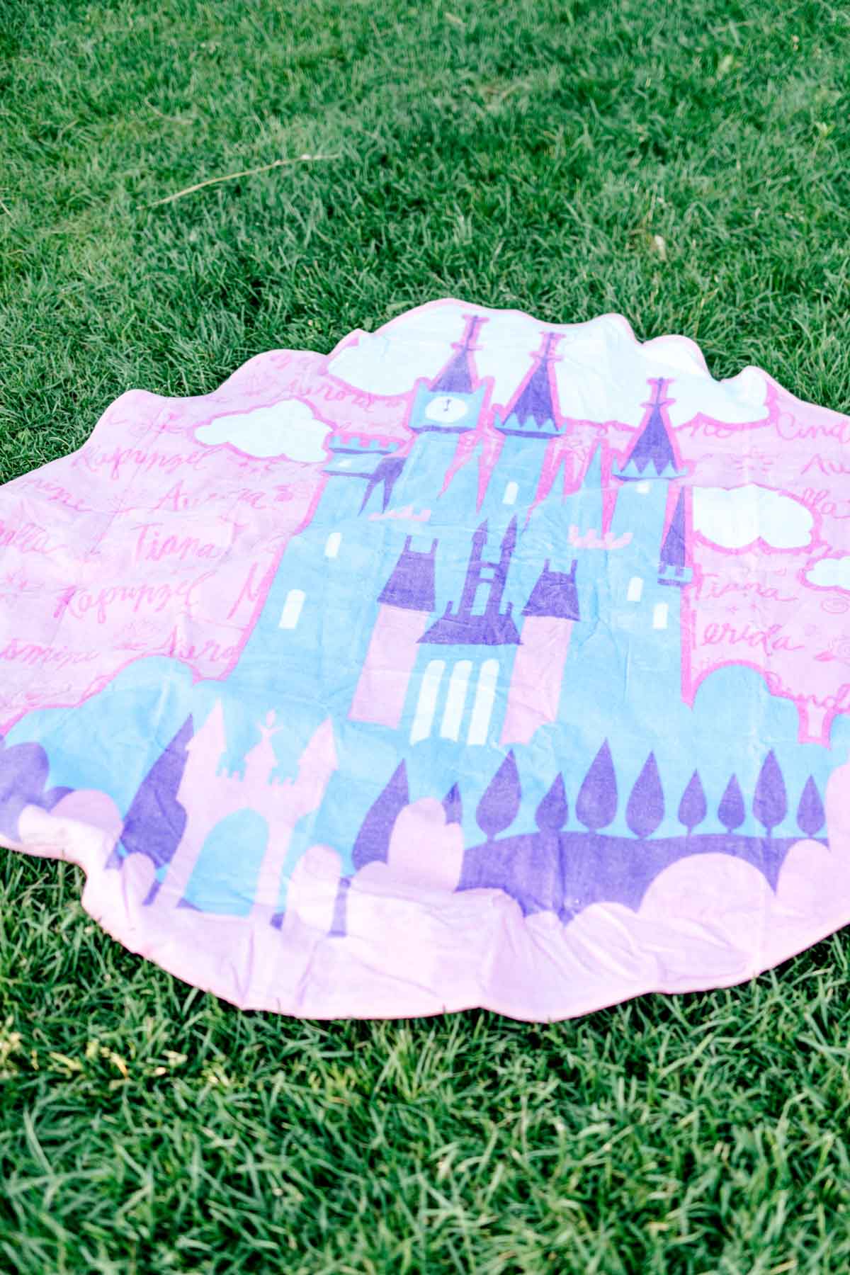 princess beach towel on grass