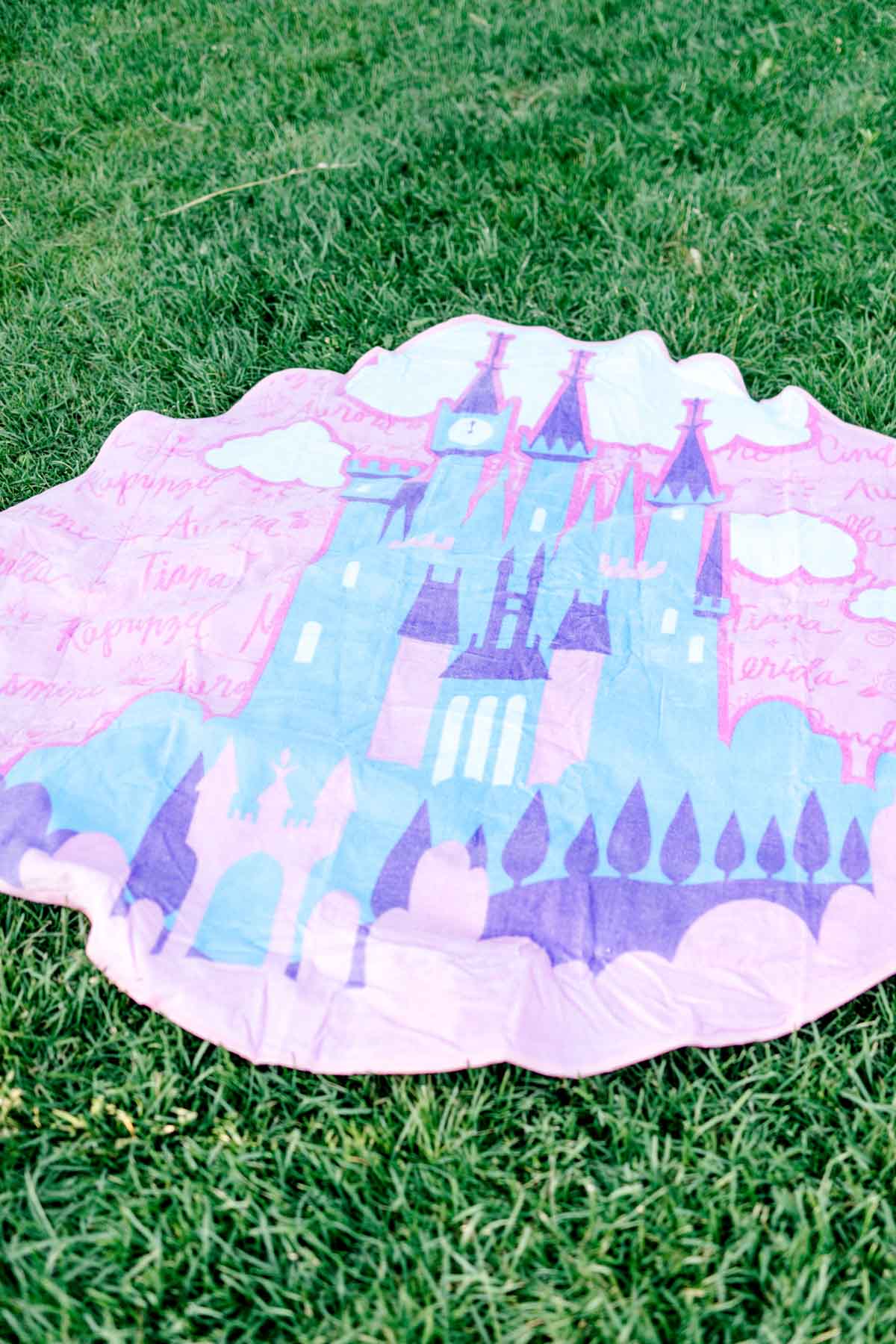 princess beach towel on grass