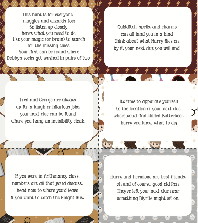 Free Printable Harry Potter Scavenger Hunt - Play Party Plan
