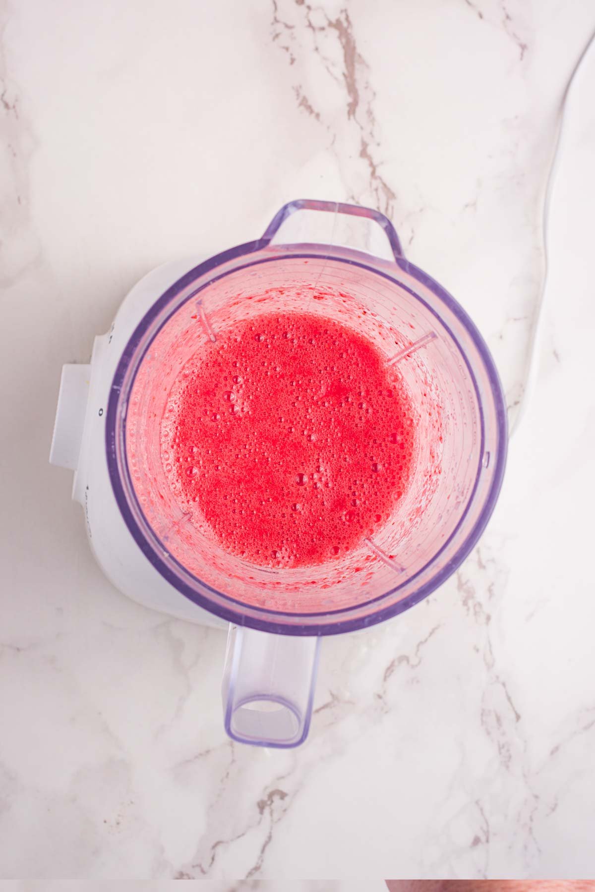 strawberry puree in a blender