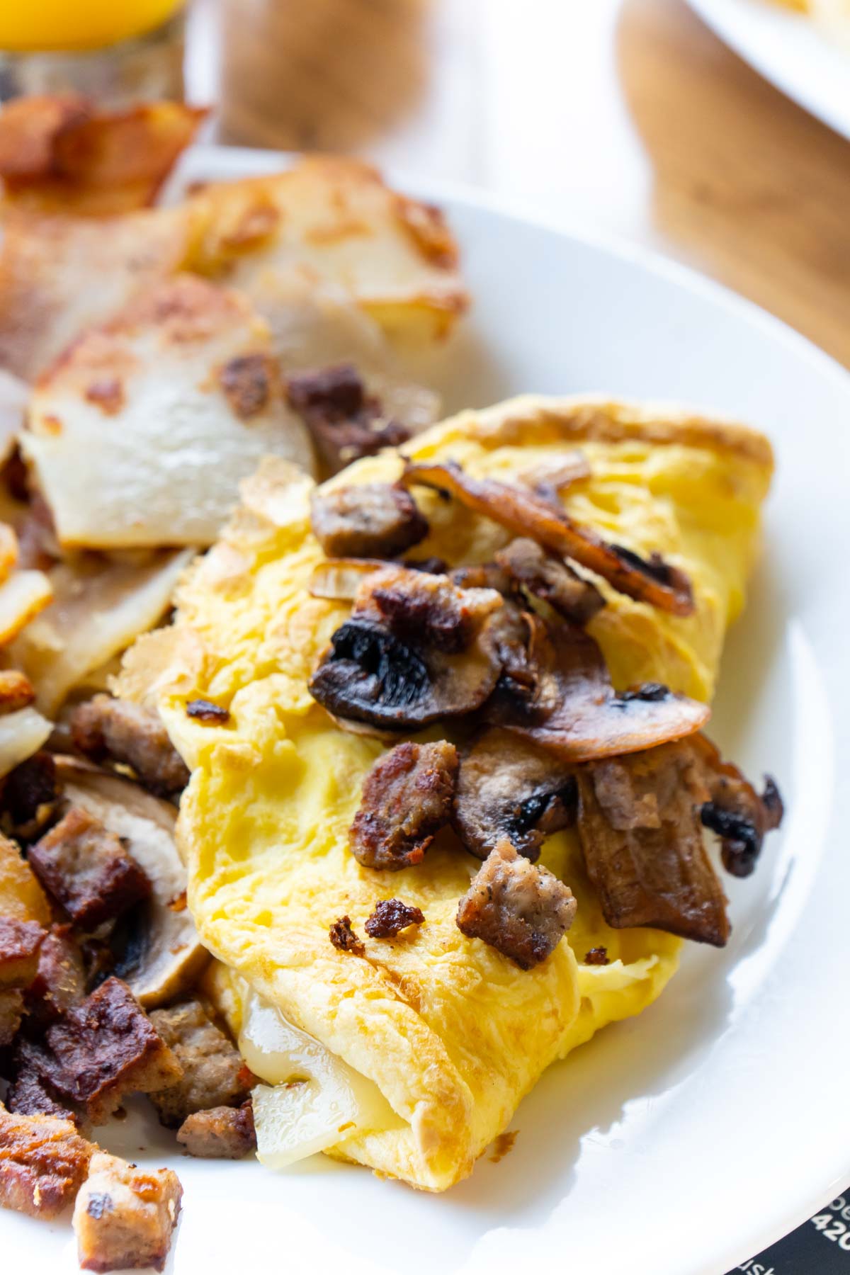 omelet with mushrooms on top