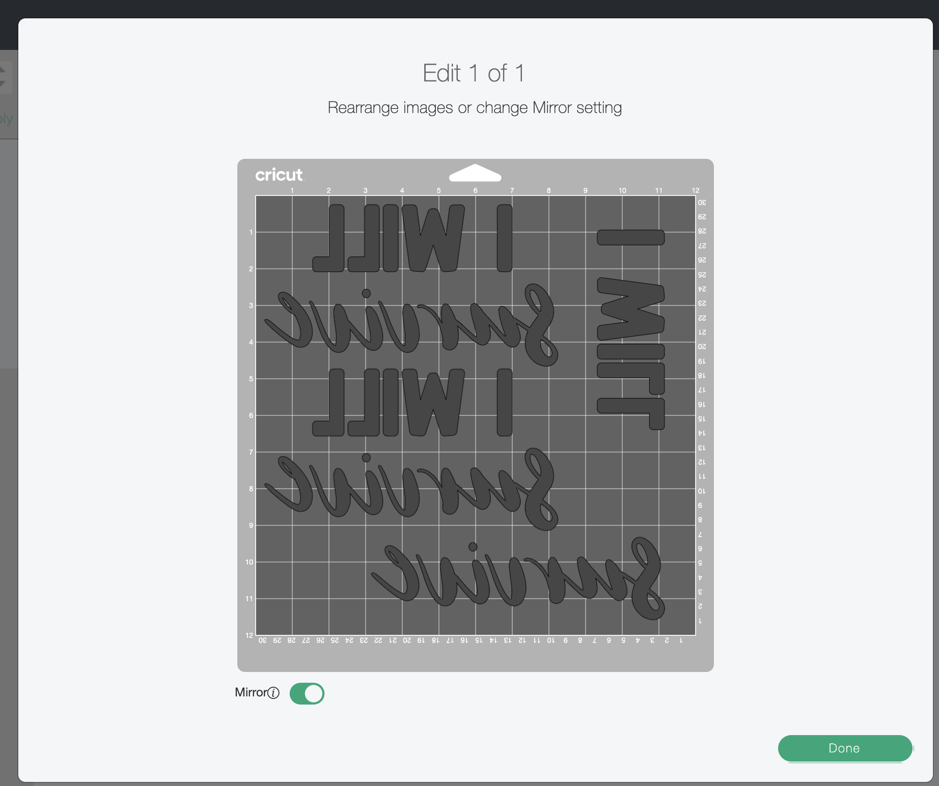 Design mirrored in Cricut Design Space