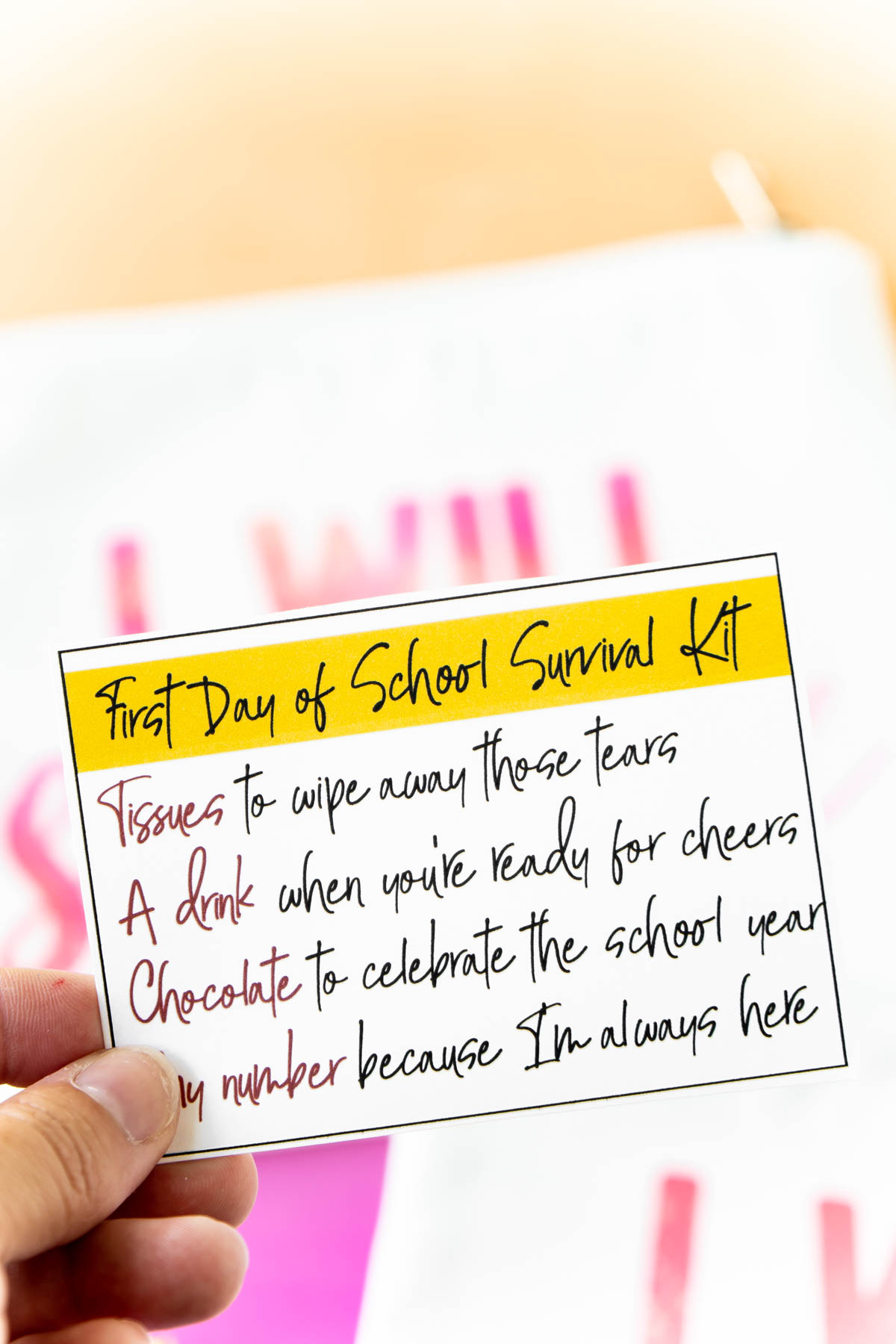 Back to school survival kit card