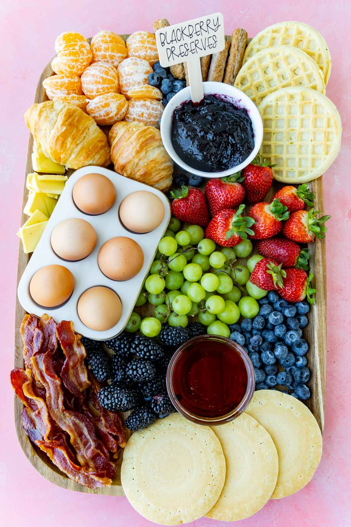 Breakfast charcuterie board with meats