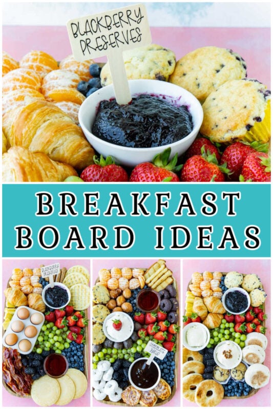 A collage of images of breakfast board ideas