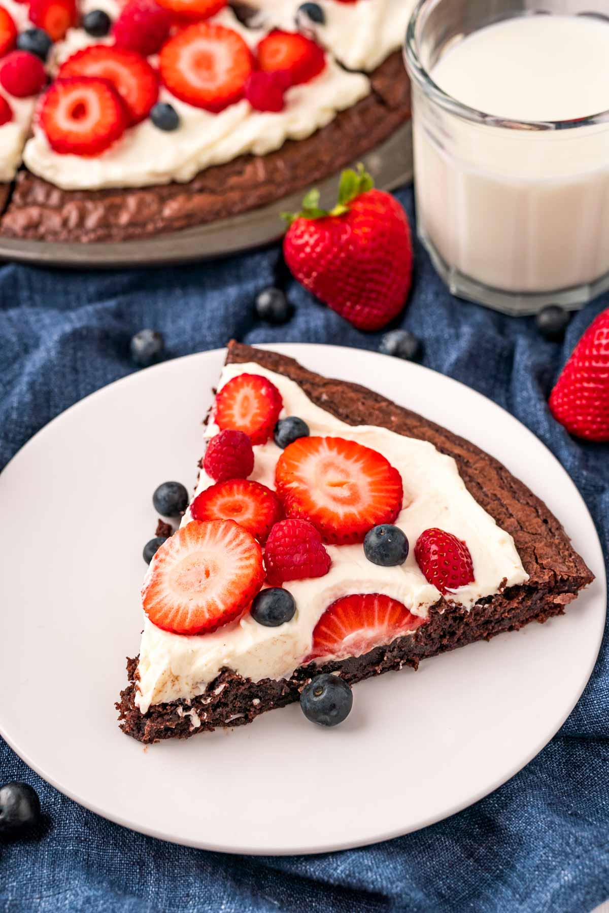 slice of brownie fruit pizza