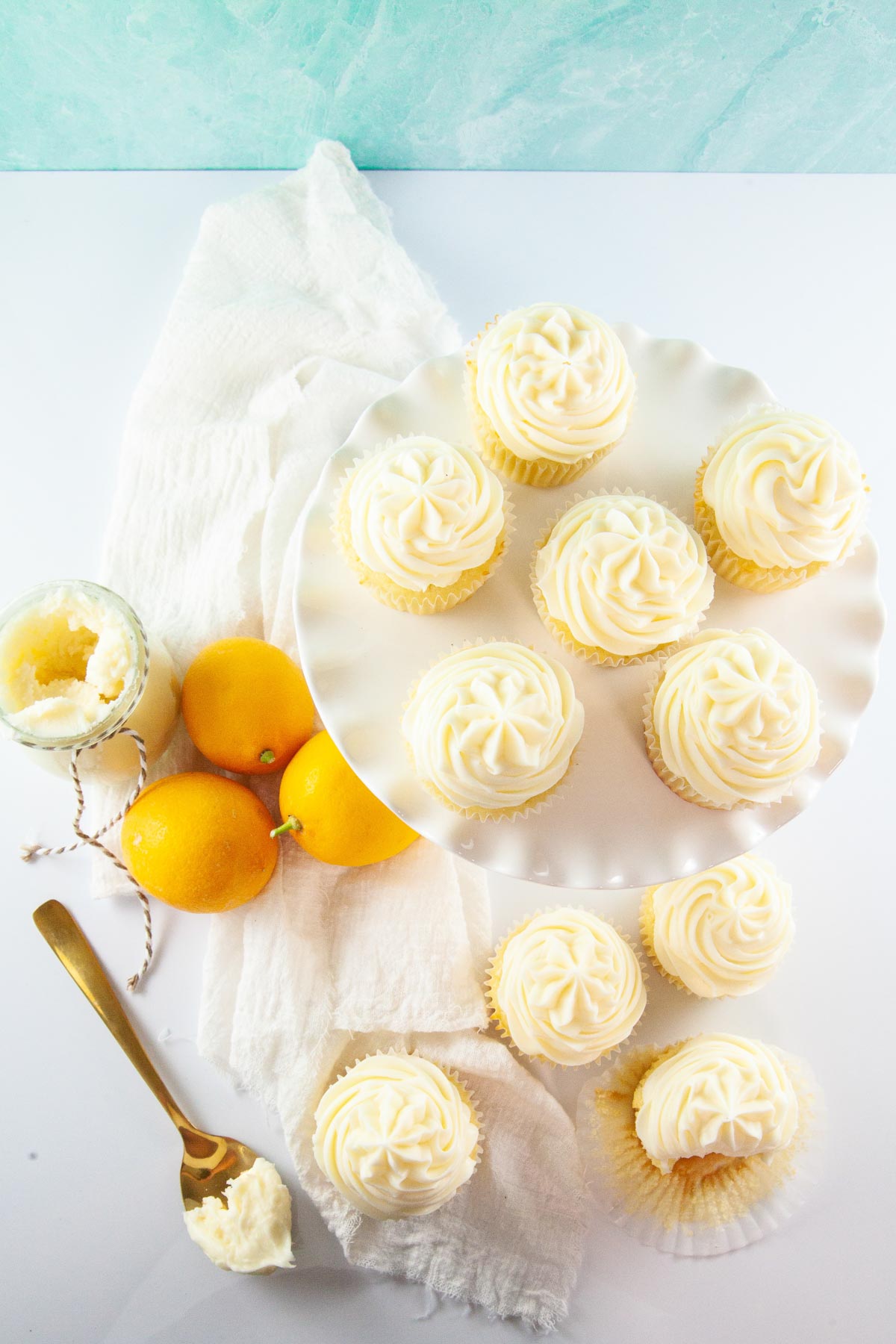 lemon cupcakes and fresh lemons 