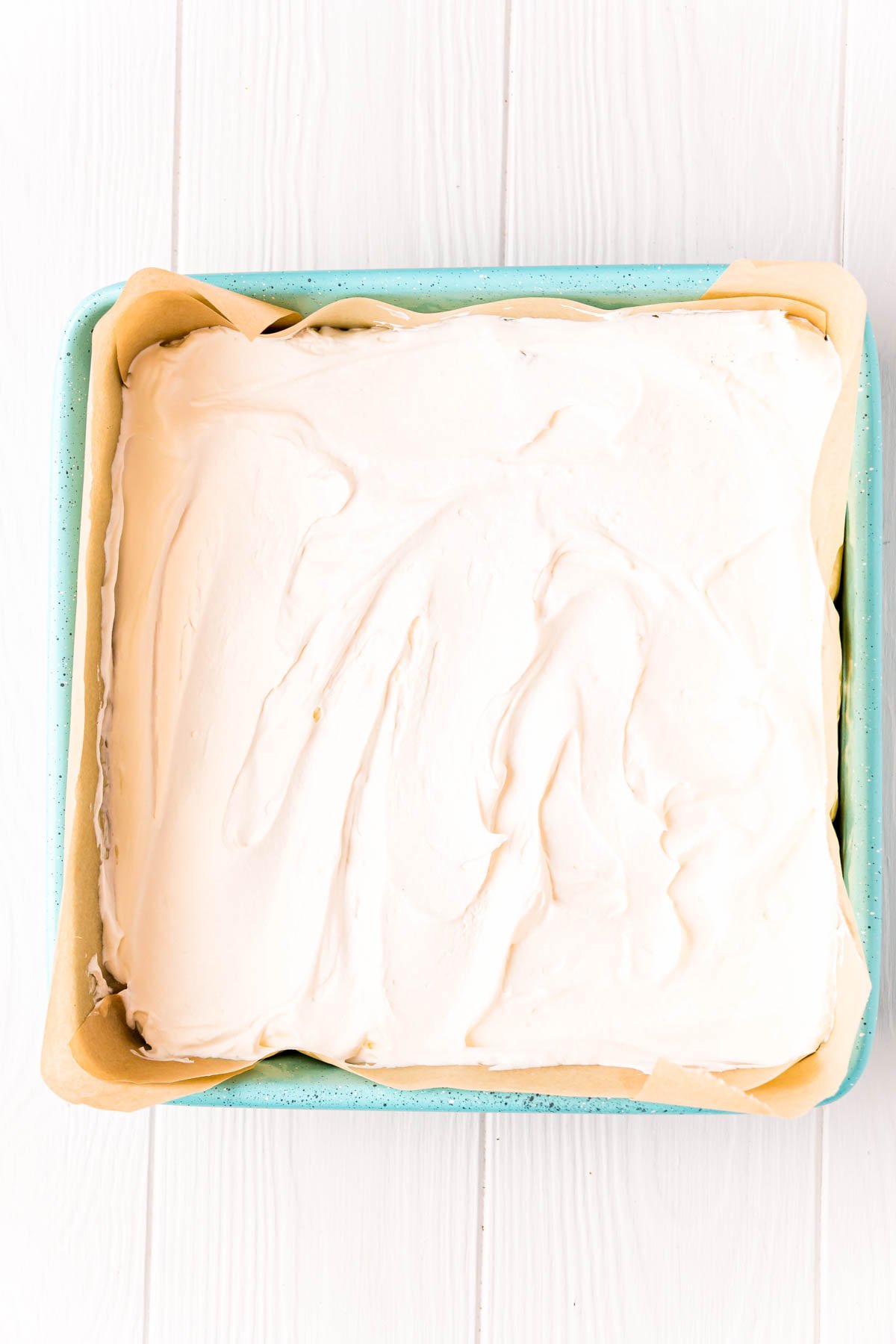 Cool Whip layer in a square pan