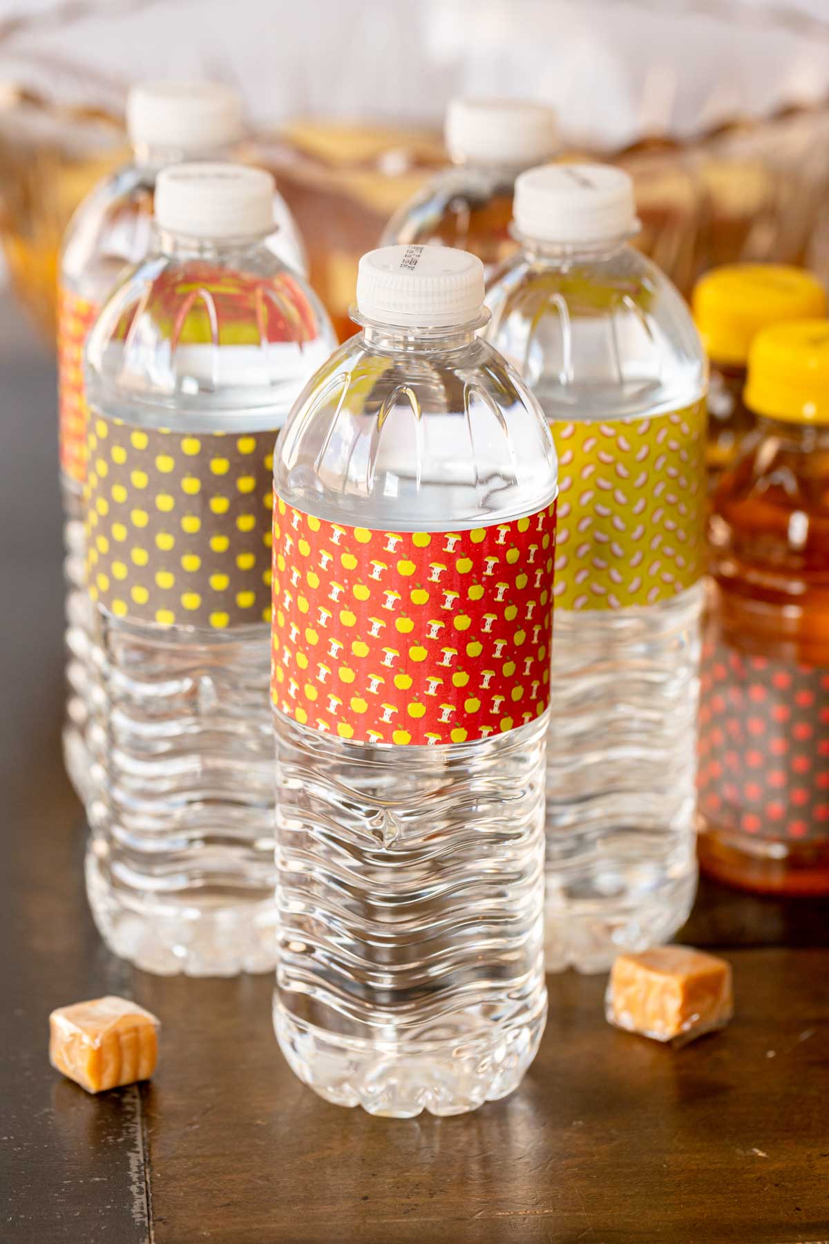 water bottles with apple printables