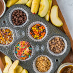 caramel apple toppings in muffin tins