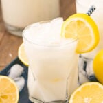 Glass of creamy lemonade with a lemon slice garnish