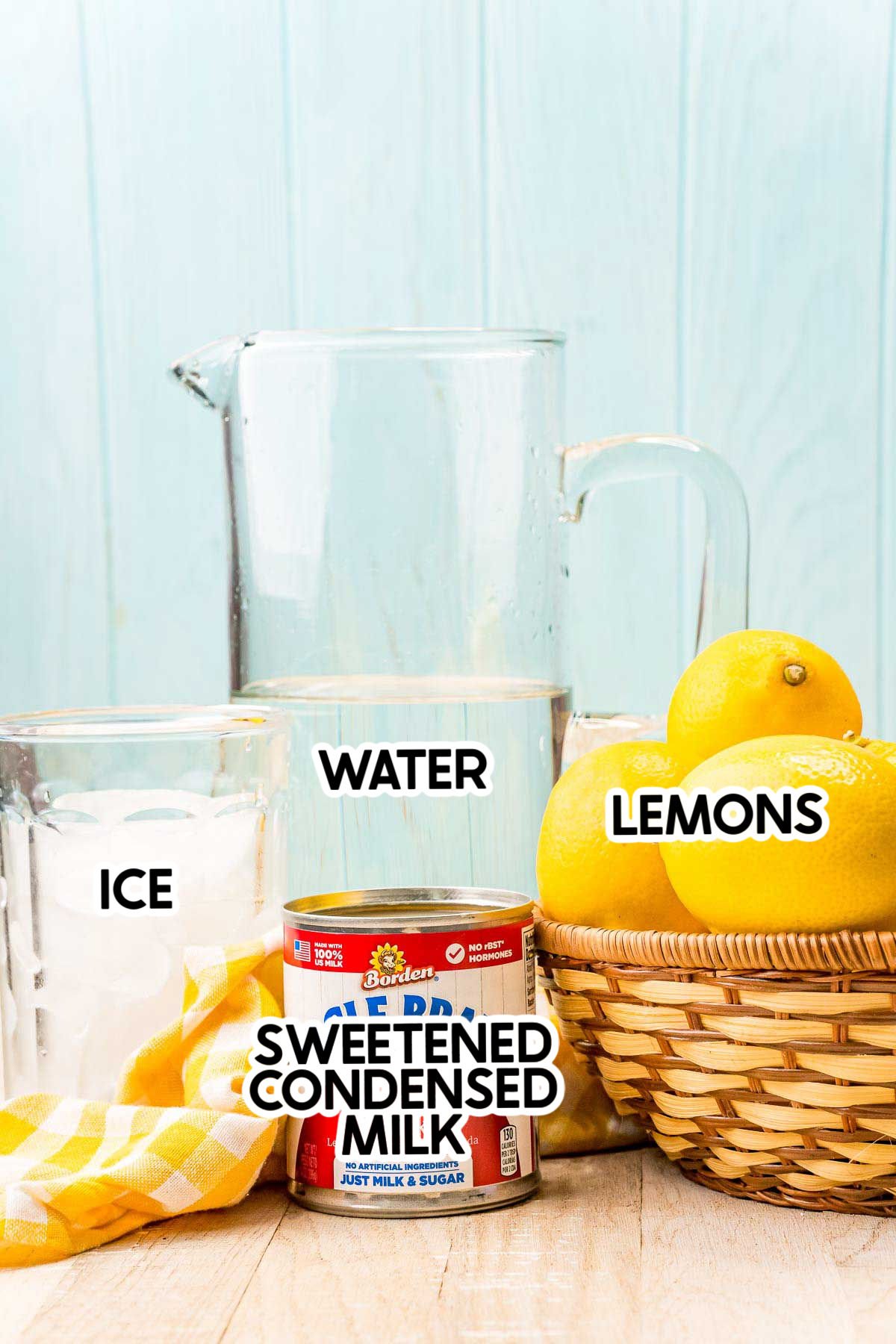 ingredients for creamy lemonade with labels