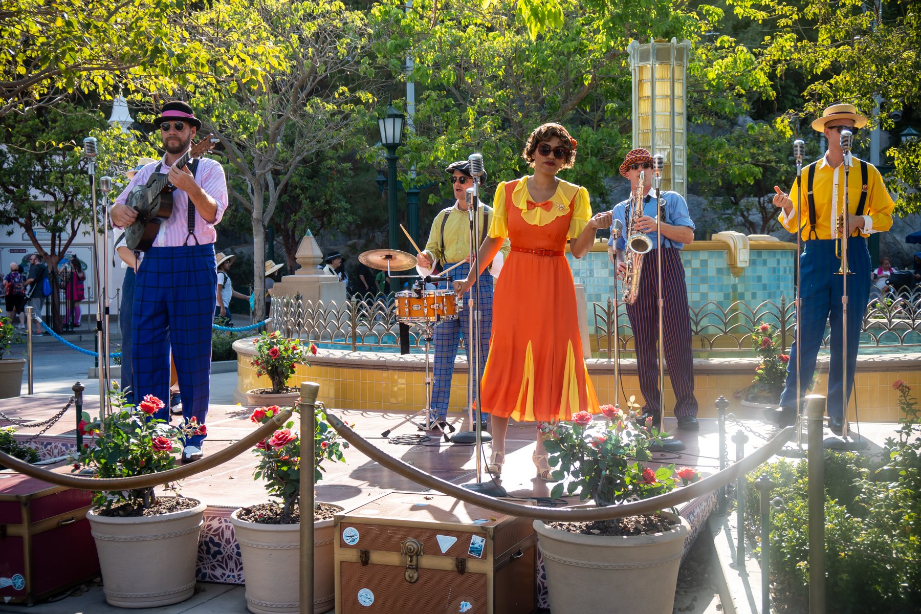 Group singing at Disneyland Halloween 2022 festivities