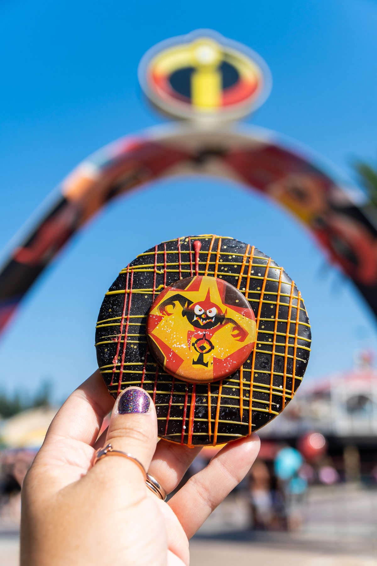 Halloween Shortbread cookie held in someone's hand