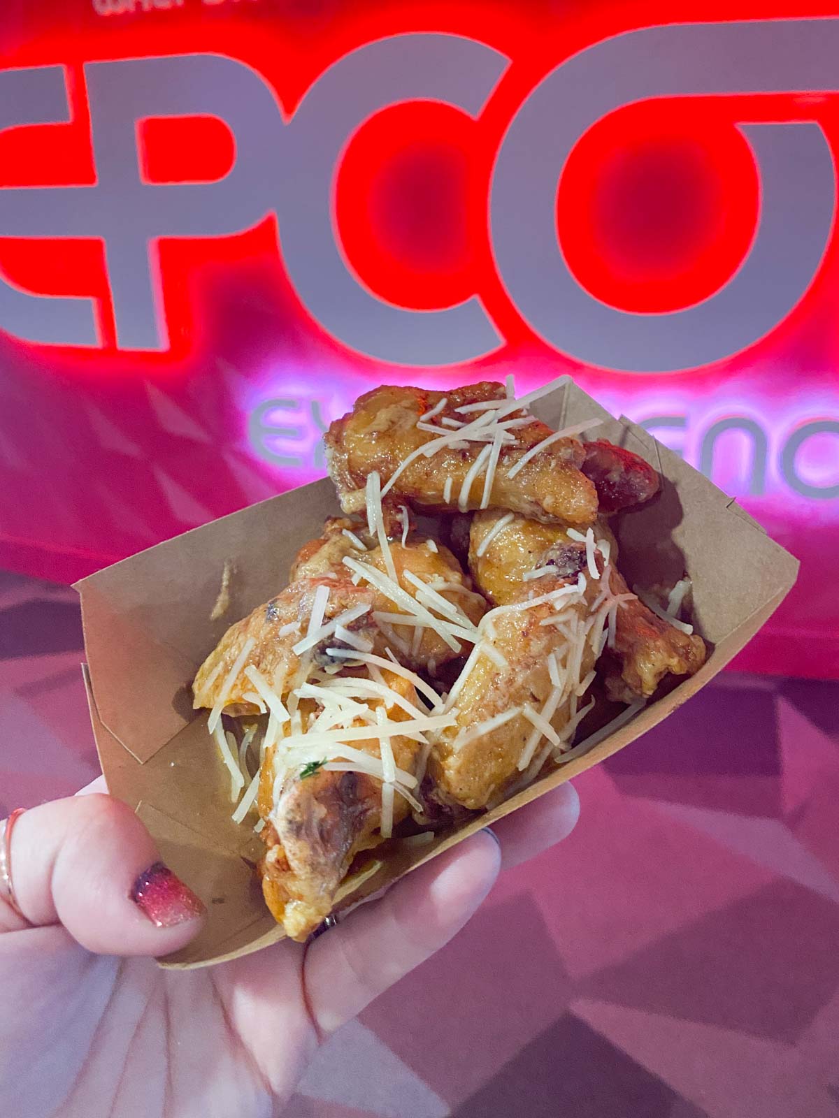 garlic parmesan wings at Epcot