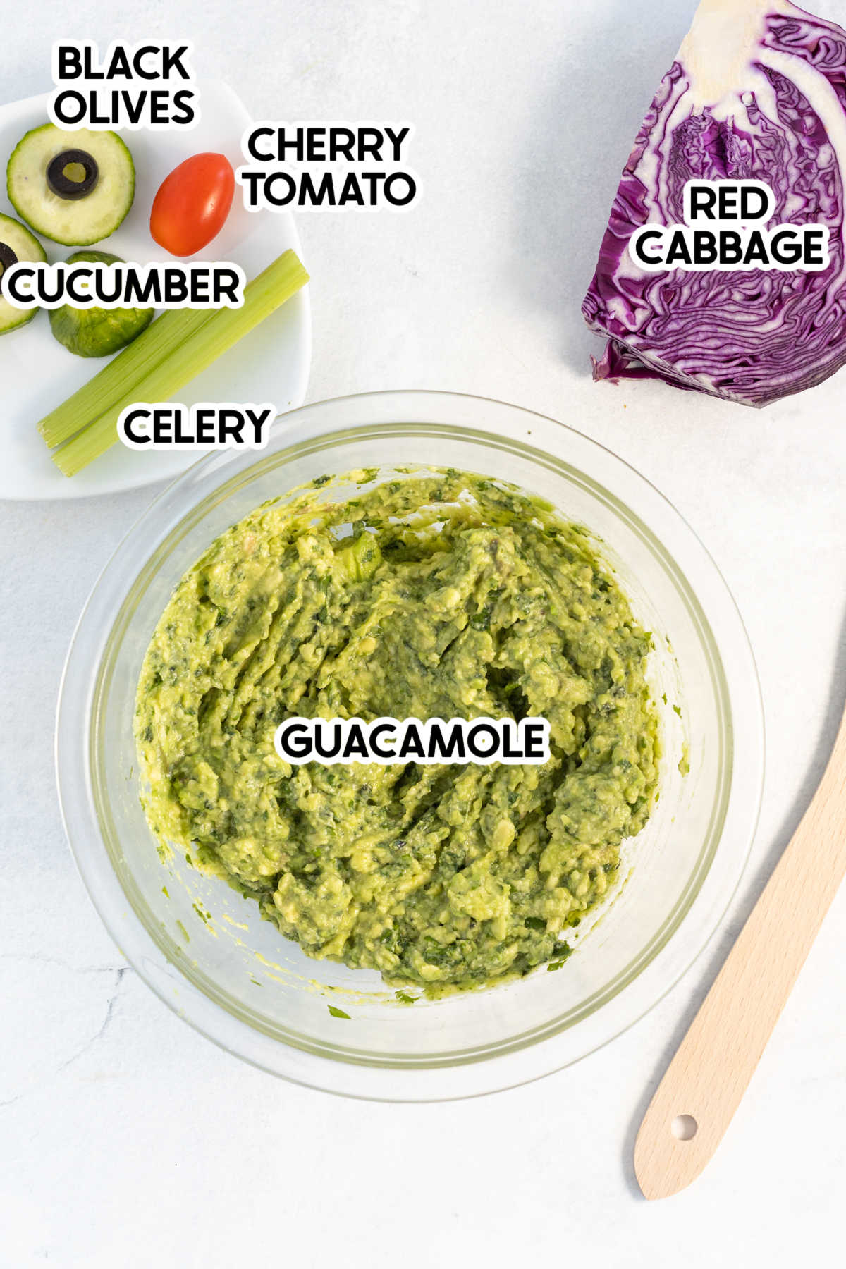 Frankenstein guacamole ingredients with labels