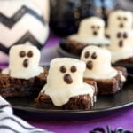 ghost brownies made out of brownies and marshmallows on top