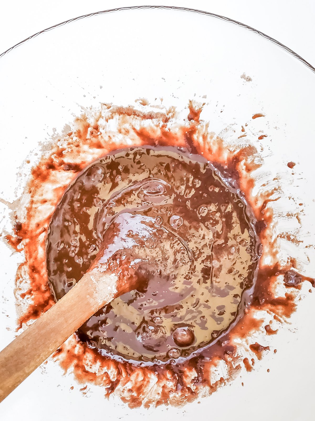 brownie batter in a glass bowl