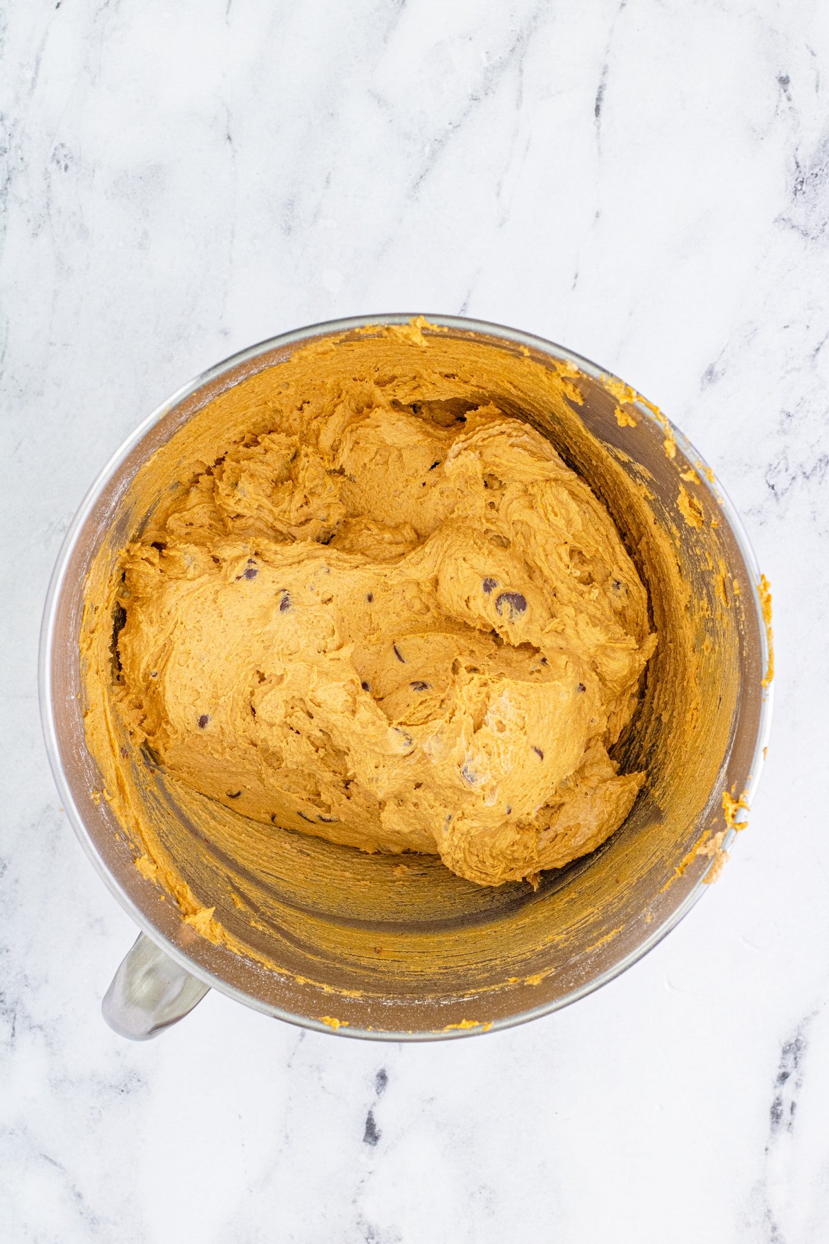 batter for pumpkin blondies in a metal bowl