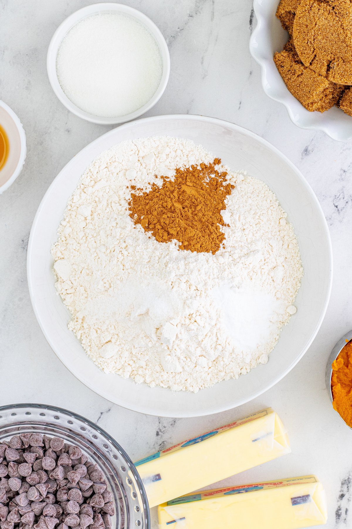 bowl with flour and dry ingredients