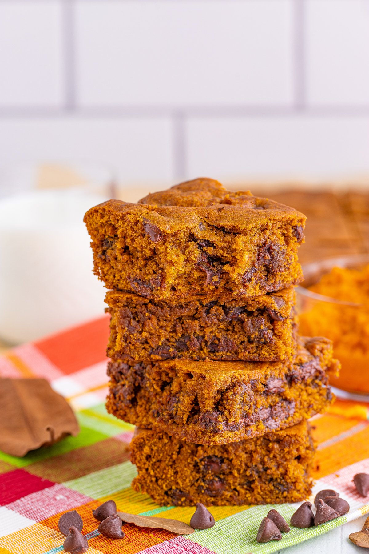 stack of pumpkin blondies