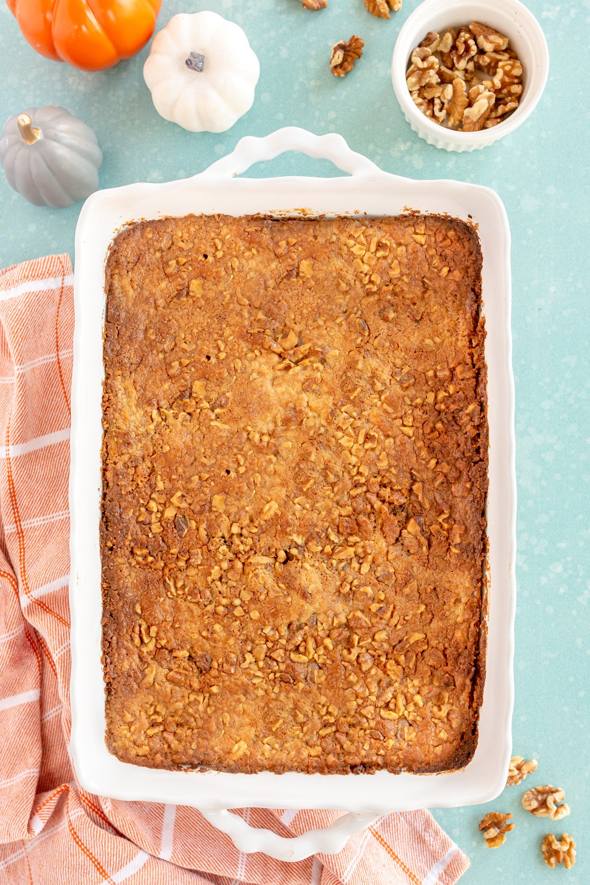 baked pumpkin crunch cake in a pan