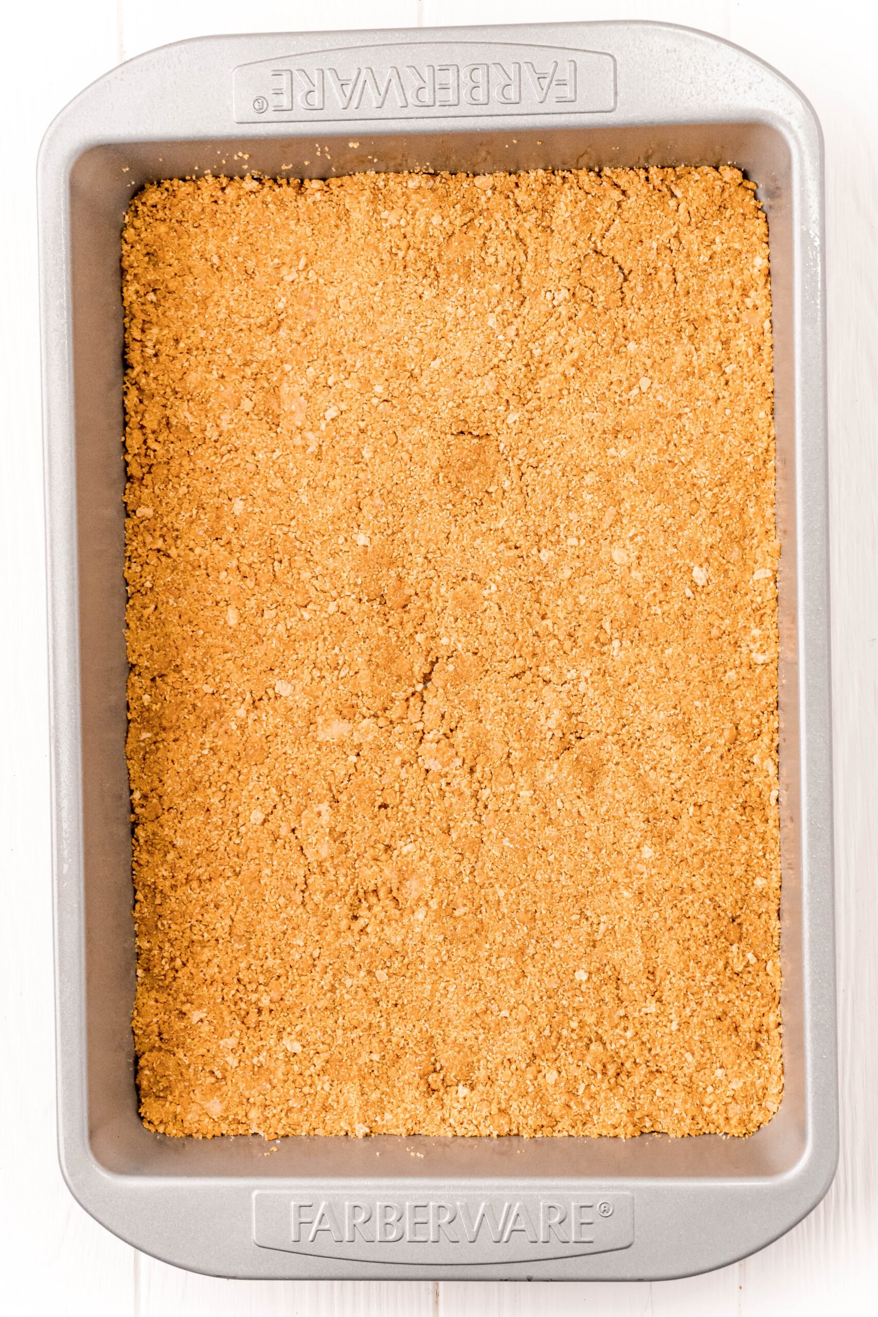 baking pan with a graham cracker crust