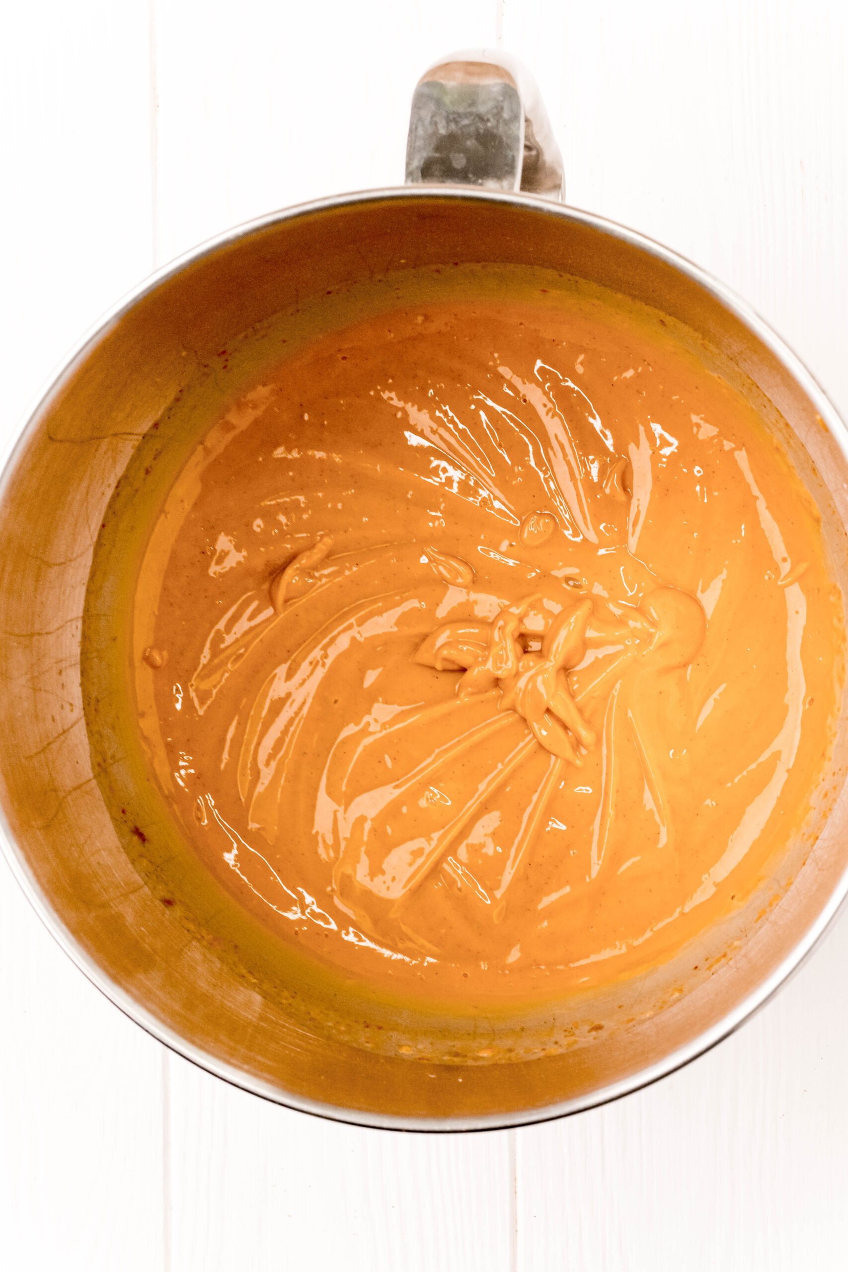 metal bowl with pumpkin pudding