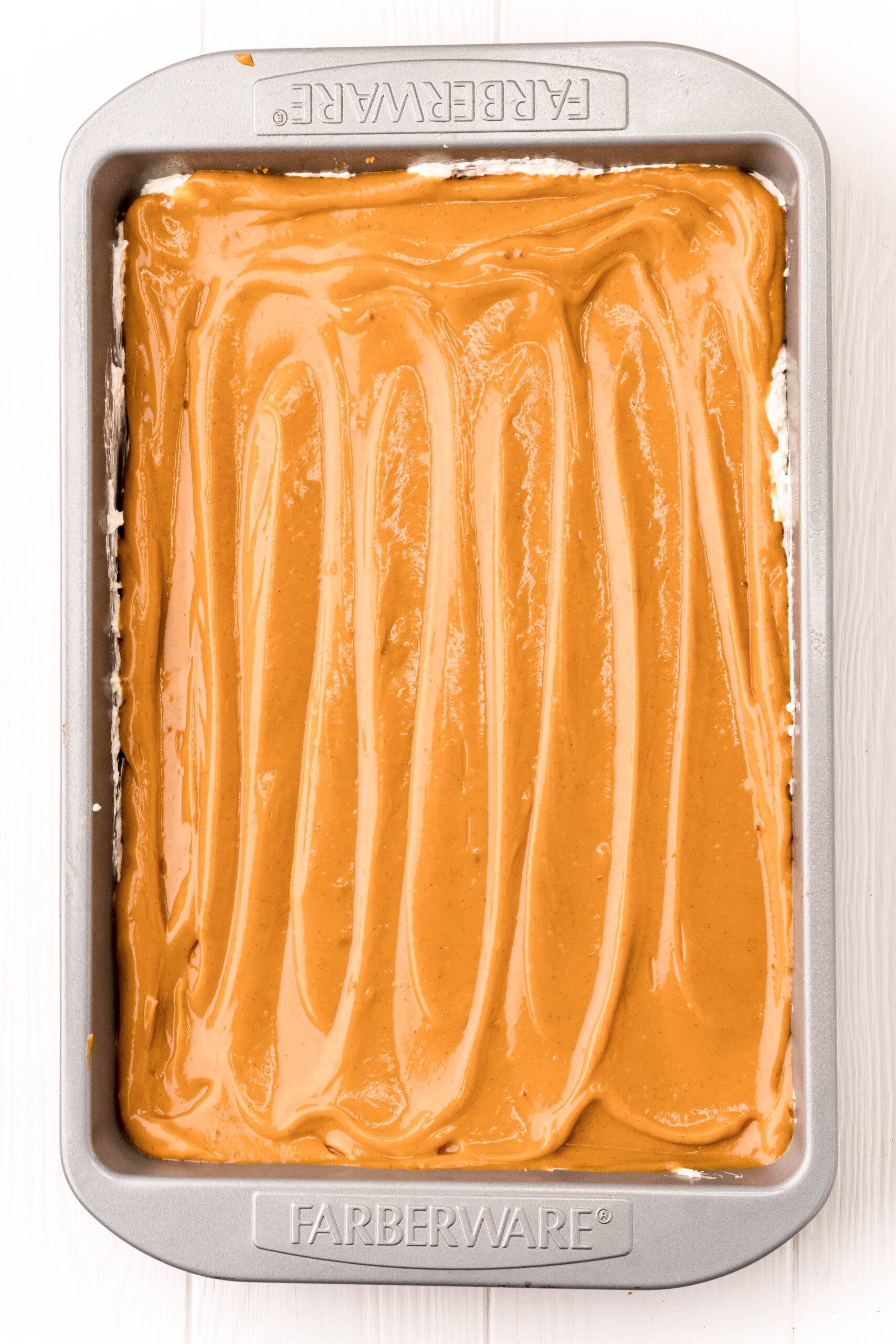 baking dish with pumpkin pudding