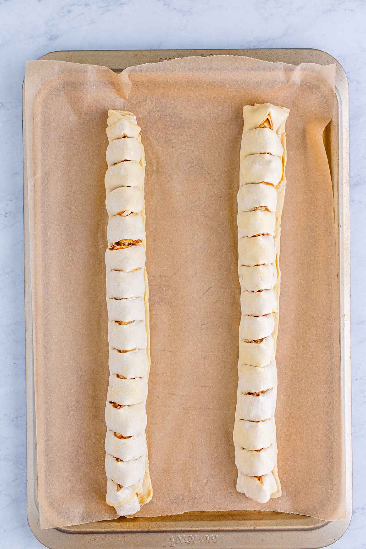 puff pastry cut with slits
